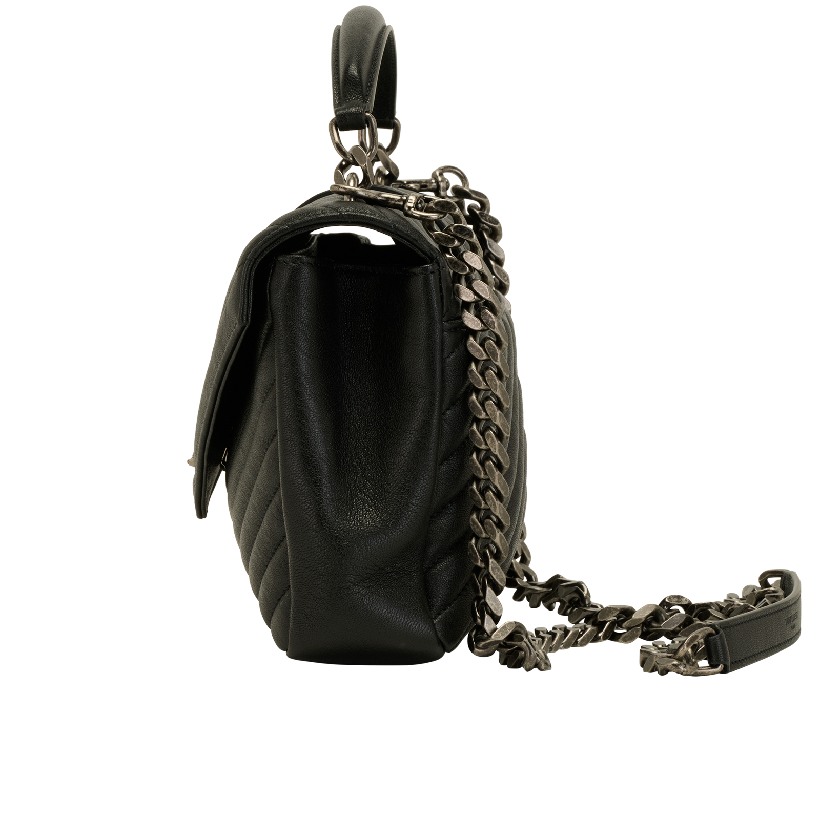 Medium College Bag, &pound;1,450, Handbags, Black, Leather, Bottom view